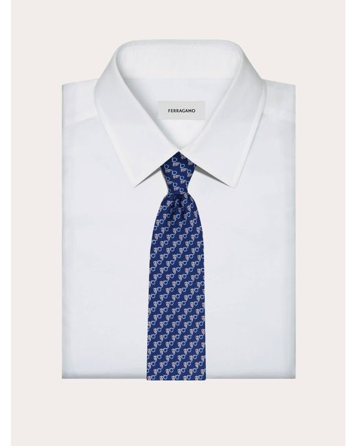Ferragamo Blue Owl Print Silk Tie for men