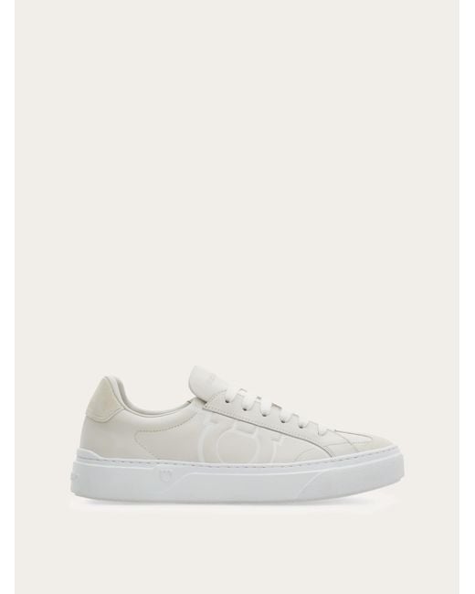 Ferragamo White Gancini Sneaker for men
