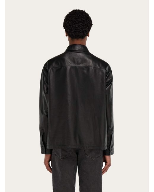 Ferragamo Black Nappa Over Shirt for men