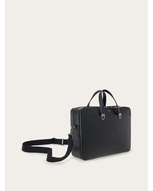 Ferragamo Black Gancini Briefcase for men