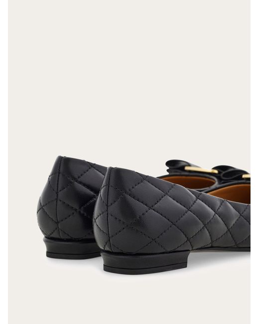 Ferragamo Black Quilted Varina Ballet Flat