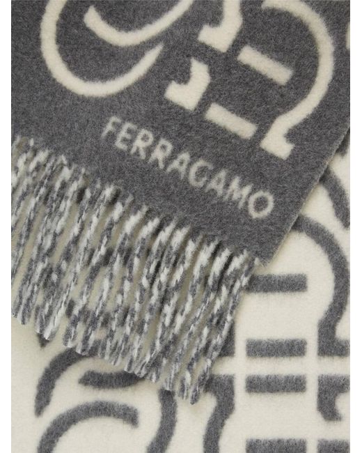 Gancini jacquard scarf Ferragamo pour homme en coloris White