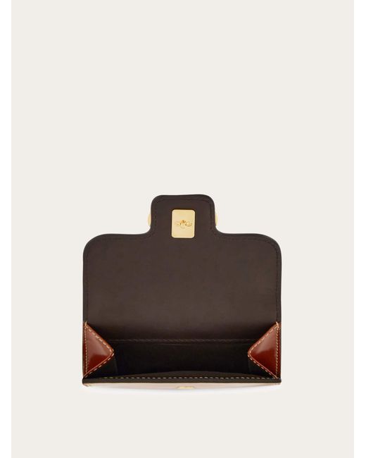 Ferragamo Brown Gancini Compact Wallet