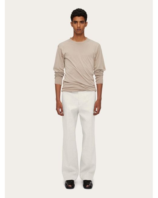 Ferragamo White Silk And Viscose Tailored Trouser for men