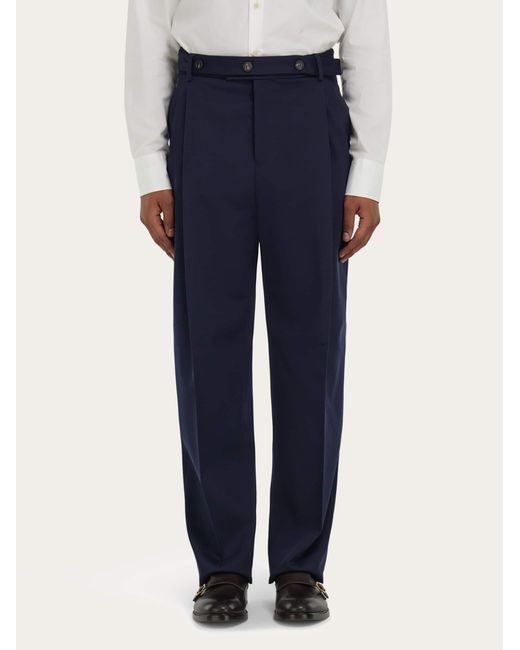 Ferragamo Blue Tailored Trousers With Button Detail for men