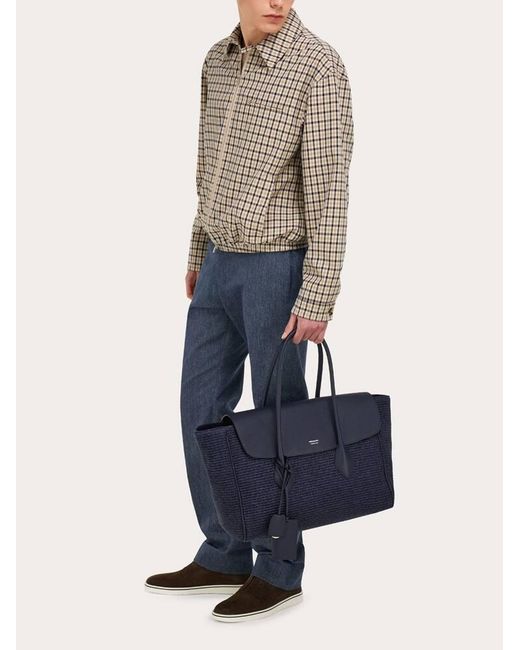 Ferragamo Blue East-West Tote Bag (L) for men