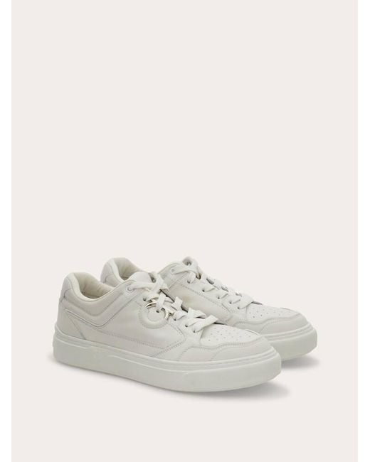 Ferragamo White Gancini Sneaker for men