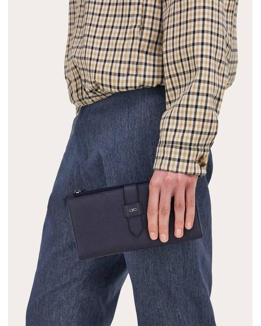 Ferragamo Blue Gancini Document Holder for men