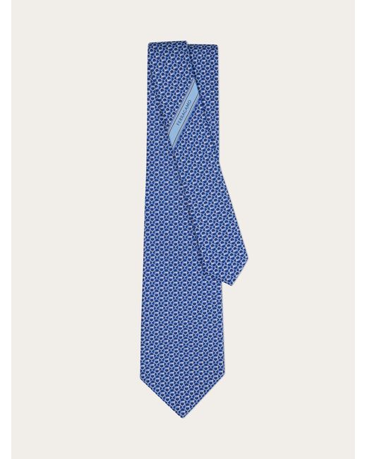 Ferragamo Blue Gancini Links Print Silk Tie for men