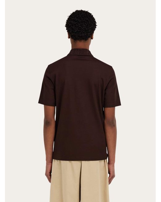 Ferragamo Red V-Neck Polo With Jacquard Pocket Detail for men