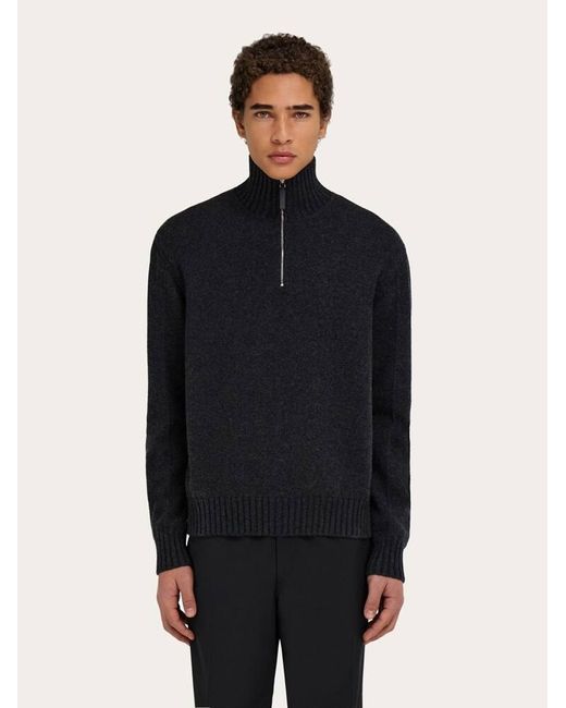 Ferragamo Blue High Neck Cashmere Pullover for men