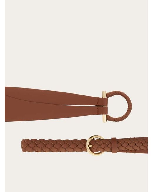 Ferragamo Brown Covered Gancini Fixed Belt