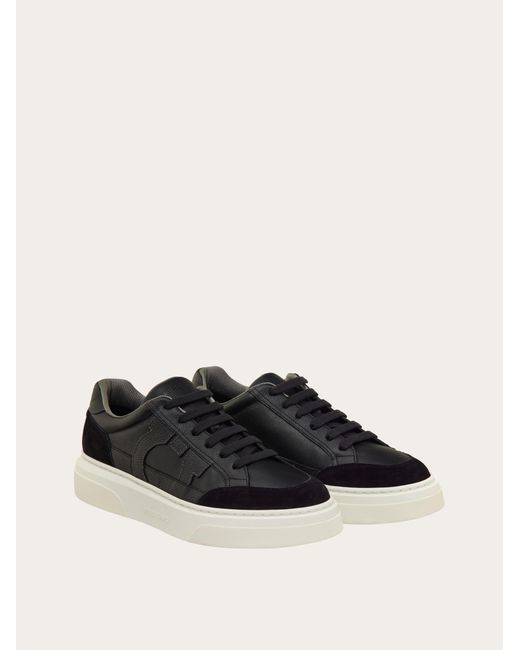 Ferragamo White Low-Top Sneaker With Gancini Detail for men