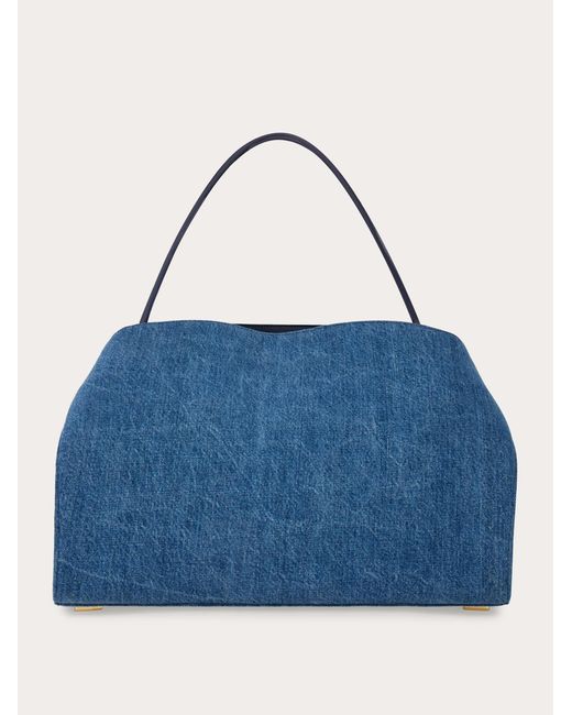 Ferragamo Blue Hug Soft Shoulder Bag (L)