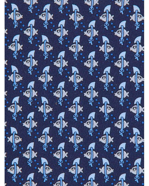 Hommes Cravate En Soie Imprimé Shark Bleu Ferragamo pour homme en coloris Blue