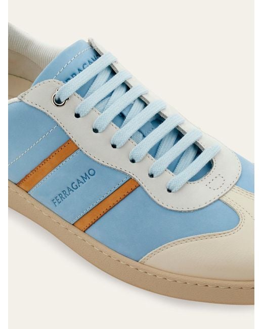 Ferragamo Blue Low Top Sneaker With Signature .5 for men