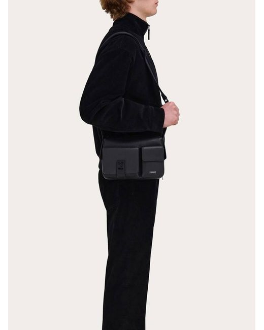 Ferragamo Black Utility Crossbody Bag With Hug Buckle for men