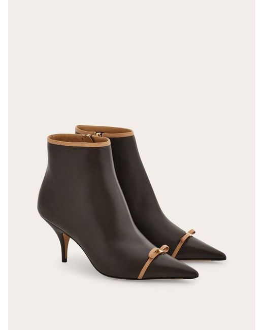 Ferragamo Black Pointed Ankle Boot With Mini Bow Detail