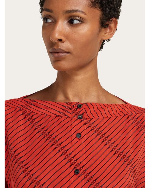 Ferragamo Red Silk Shirt