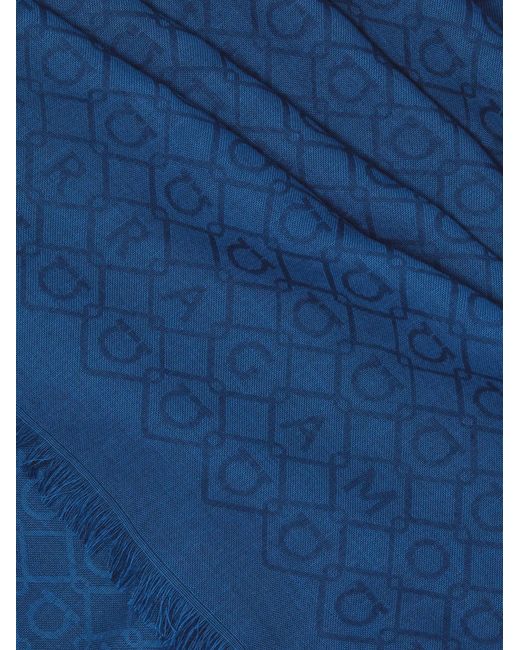 Ferragamo Blue Logo Embellished Stole for men