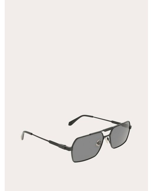 Ferragamo Gray Rectangular Frame Sunglasses for men
