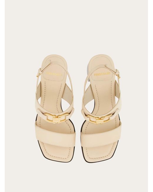 Ferragamo Natural Gancini Ornament Sandal