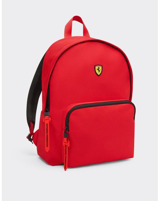 Ferrari Red Technical Fabric Backpack With Scudetto