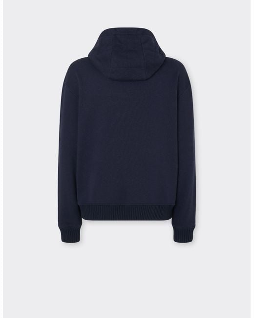 Ferrari Blue Cotton And Cashmere Hoodie for men