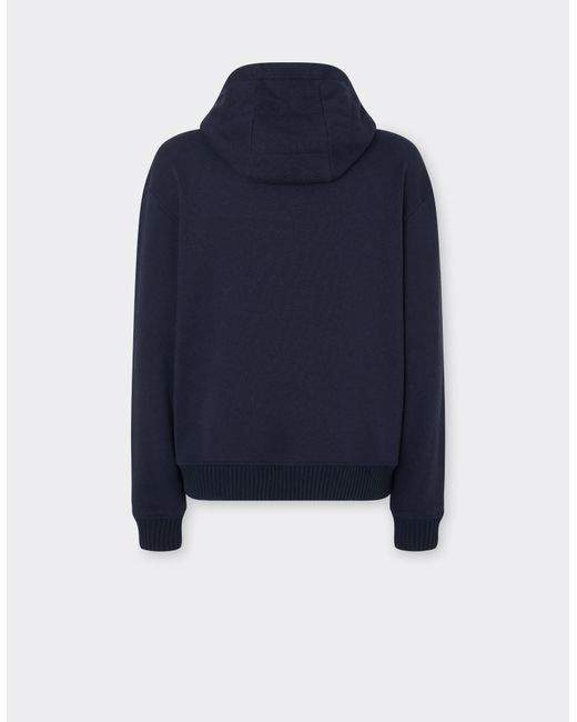 Ferrari Blue Cotton And Cashmere Hoodie for men