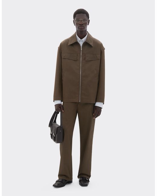 Ferrari Brown Technical Gabardine Jacket With A Vintage Effect for men