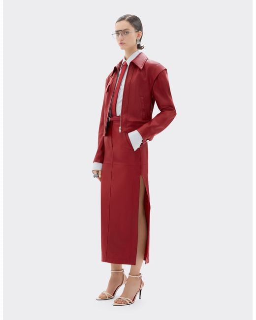 Ferrari Red Deer-Effect Nappa Leather Blouson