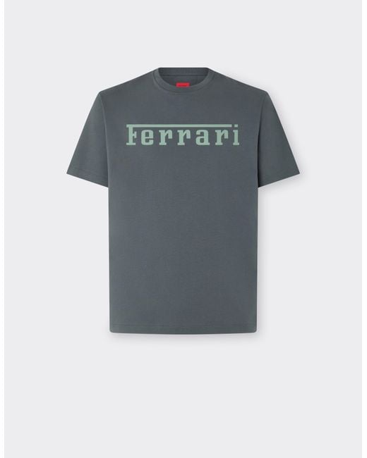 Ferrari Blue Cotton T-Shirt With Logo
