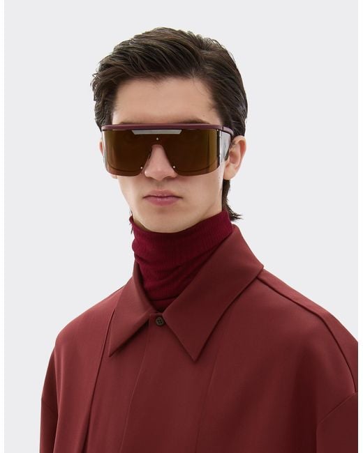 Ferrari Pink Limited Edition Metal And Leather Sunglasses With Dark Redlens