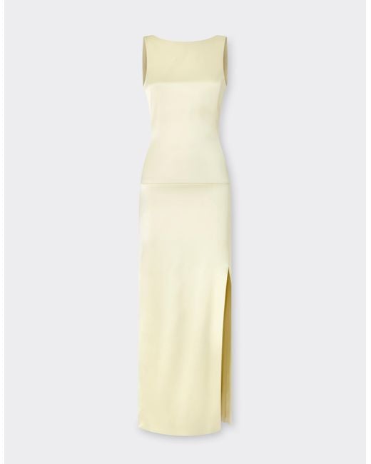 Ferrari White Long Stretch Satin Dress