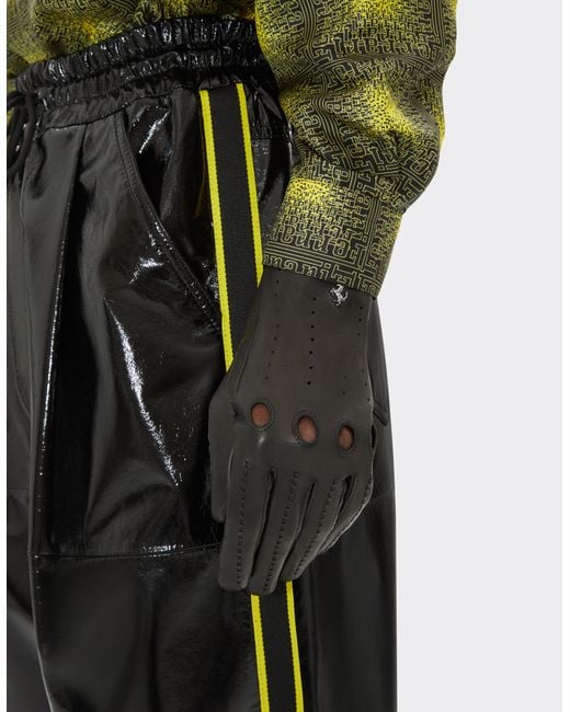 Ferrari Black Nappa Leather Driving Gloves