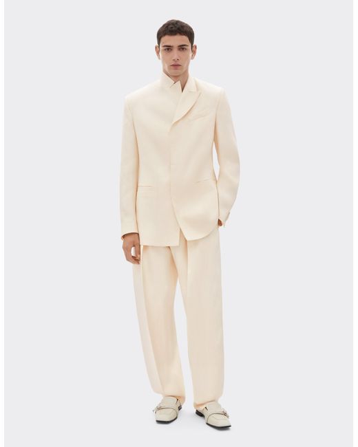 Ferrari White Shantung Silk Trousers for men