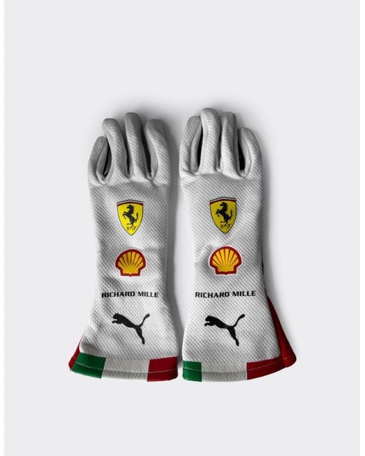 Ferrari White Scuderia Leclerc Replica Racing Gloves For The 2026 Austin Grand Prix for men