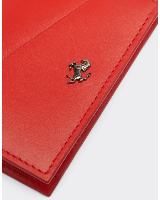 Ferrari Red Leather Card Case With Prancing Horse