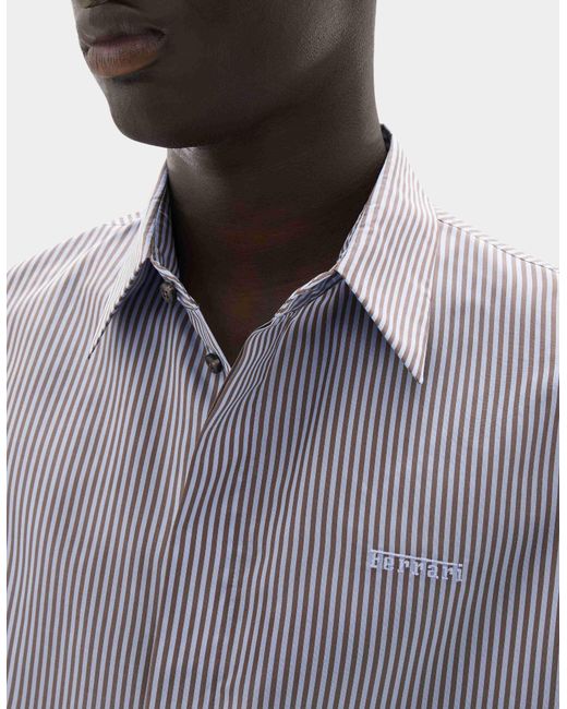 Ferrari Purple Silk-Blend Barré Shirt With Embroidery for men