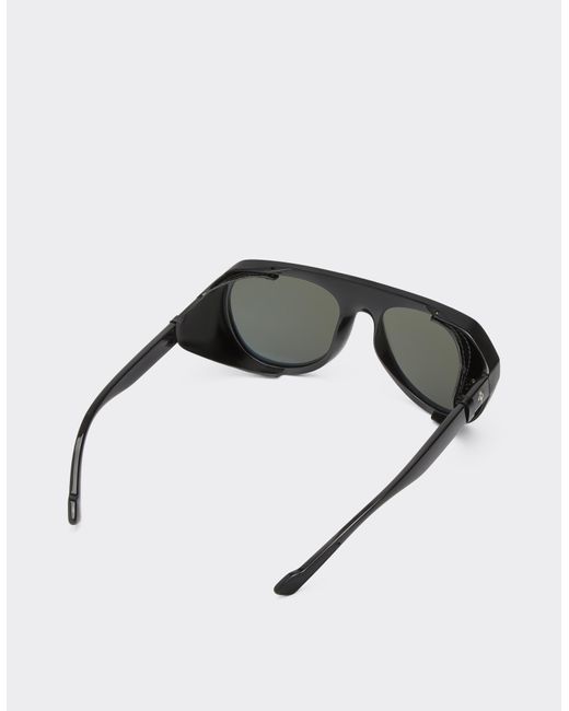 Ferrari Gray Sunglasses With Leather Details And Polarised Mirror Lenses