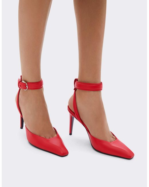 Ferrari Red Leather Heeled Sandal