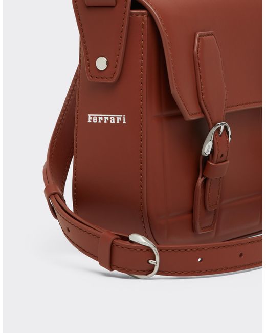 Ferrari Brown Leather Messenger Bag for men
