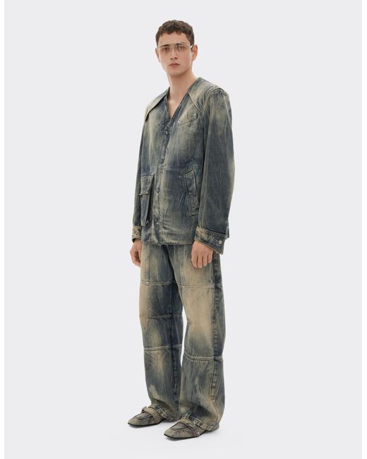 Ferrari Multicolor Acid-Washed Denim Shirt for men