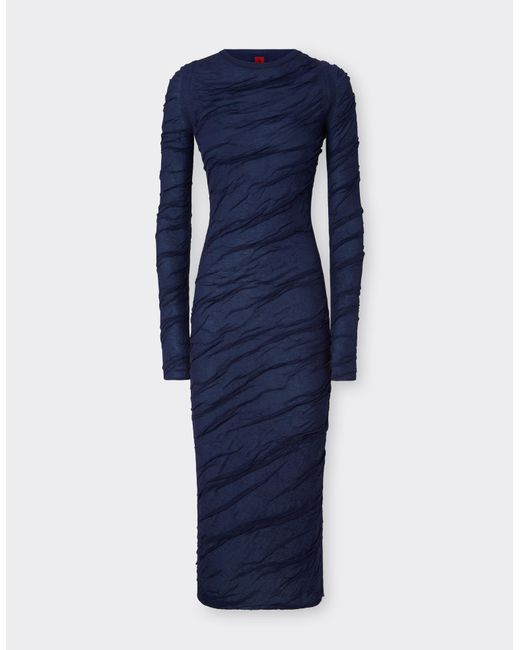 Ferrari Blue Wool And Cotton Knit Dress