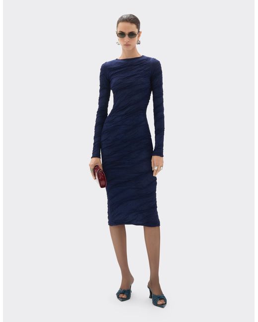 Ferrari Blue Wool And Cotton Knit Dress