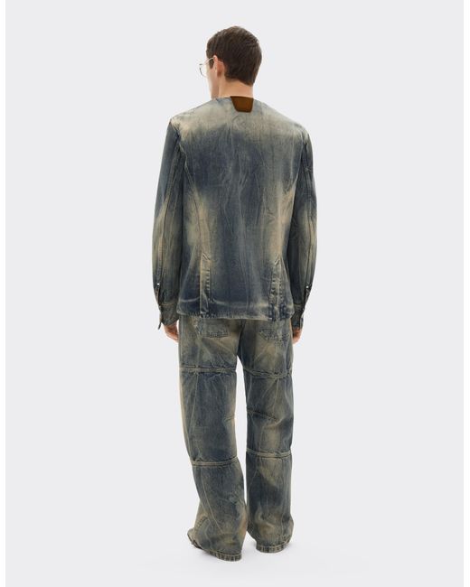 Ferrari Multicolor Acid-Washed Denim Shirt for men