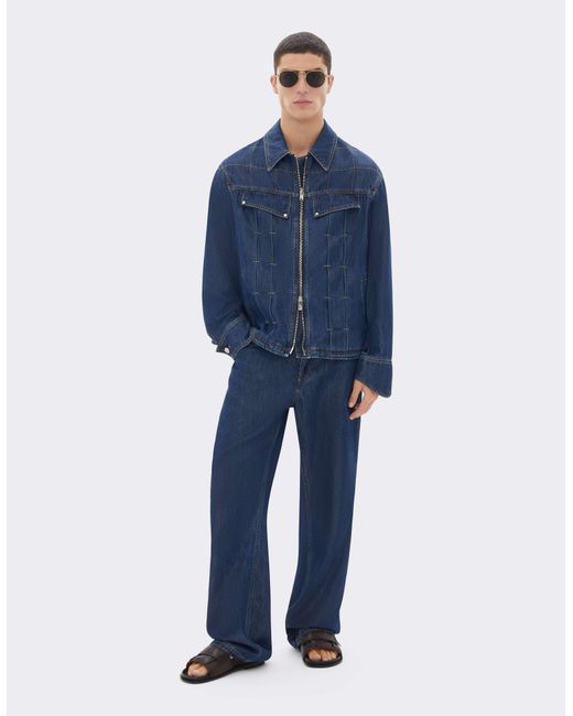 Ferrari Blue Denim Jacket With 7X7 Check for men