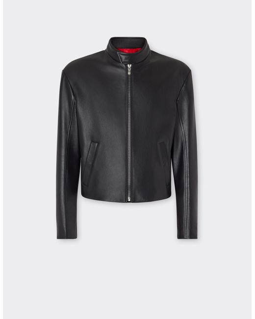 Ferrari Black Biker Jacket for men