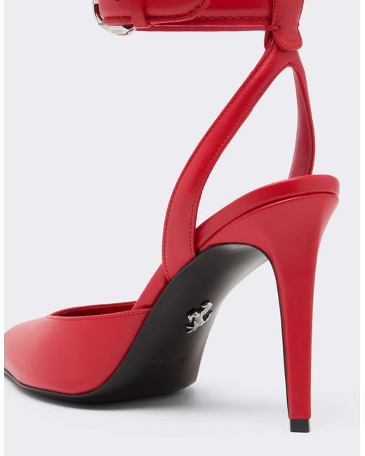 Ferrari Red Leather Heeled Sandal