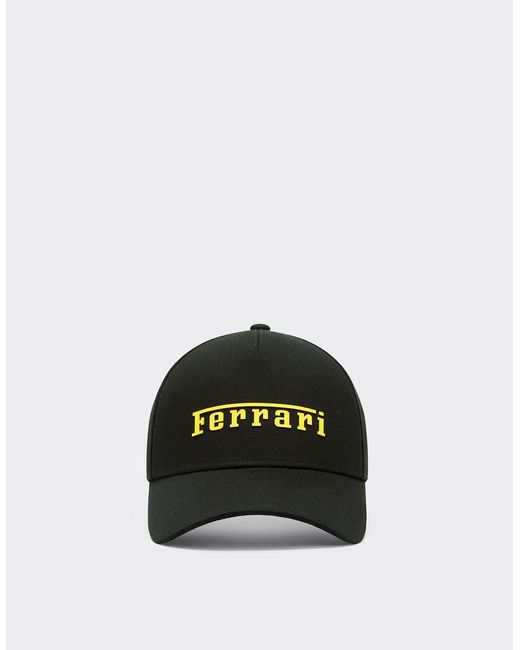 Ferrari Black Baseball Cap With Rubberized Logo